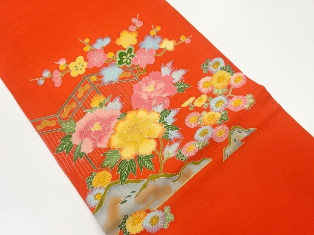 作家物　塩瀬花葉模様名古屋帯